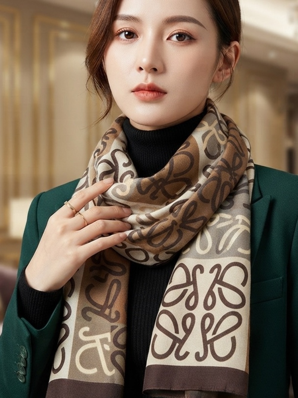 LOEWE Patterned Shawl Scarf